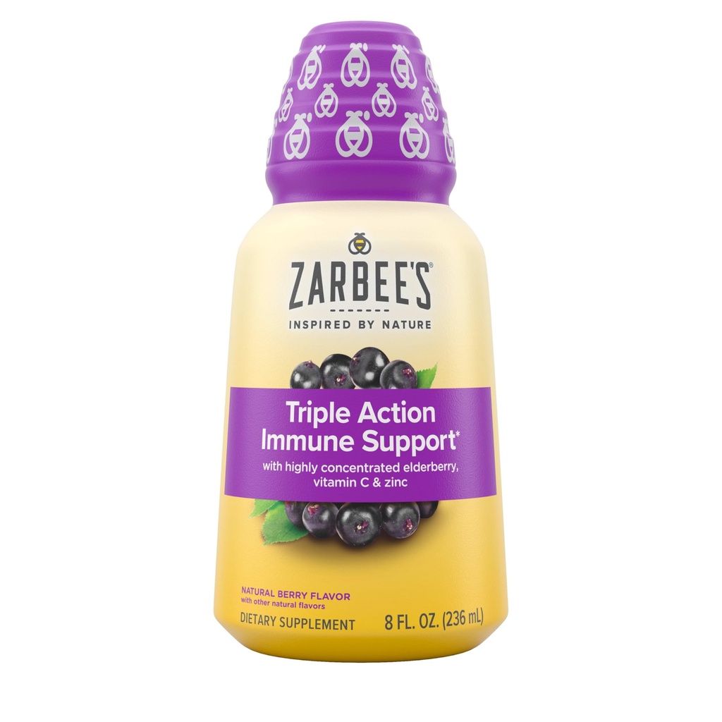 Zarbee's Liquid Daily Immune Support, High Concentrate Vedelik, Real Elderberry C & Zinc, Black Elderberry Maitse, Päevaseks kasutamiseks, 8 Fl Oz, kaubamärk on Zarbee's