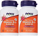 Nüüd toidud Vitamiin D3 5000 RÜ, 240 pehmegeeli (pakk 2)