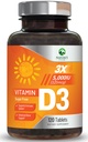 Vitamiin D3 5000iu (125 mcg) Immuuntervise tugi - kõrge potentsiga D-vitamiini toidulisand luudele, hammastele, lihastele - looduse VIT D, vegan, gluteenivaba, vaarikamaitse - 120 närimistabletti