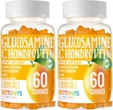 Glükoosamiin Chondroitin Gummies koos MSM & Elderberry Extra Tugevus - ühine tugi, antioksüdantide immuuntoetus täiendus täiskasvanutele, meestele ja naistele120 Apelsini kummid