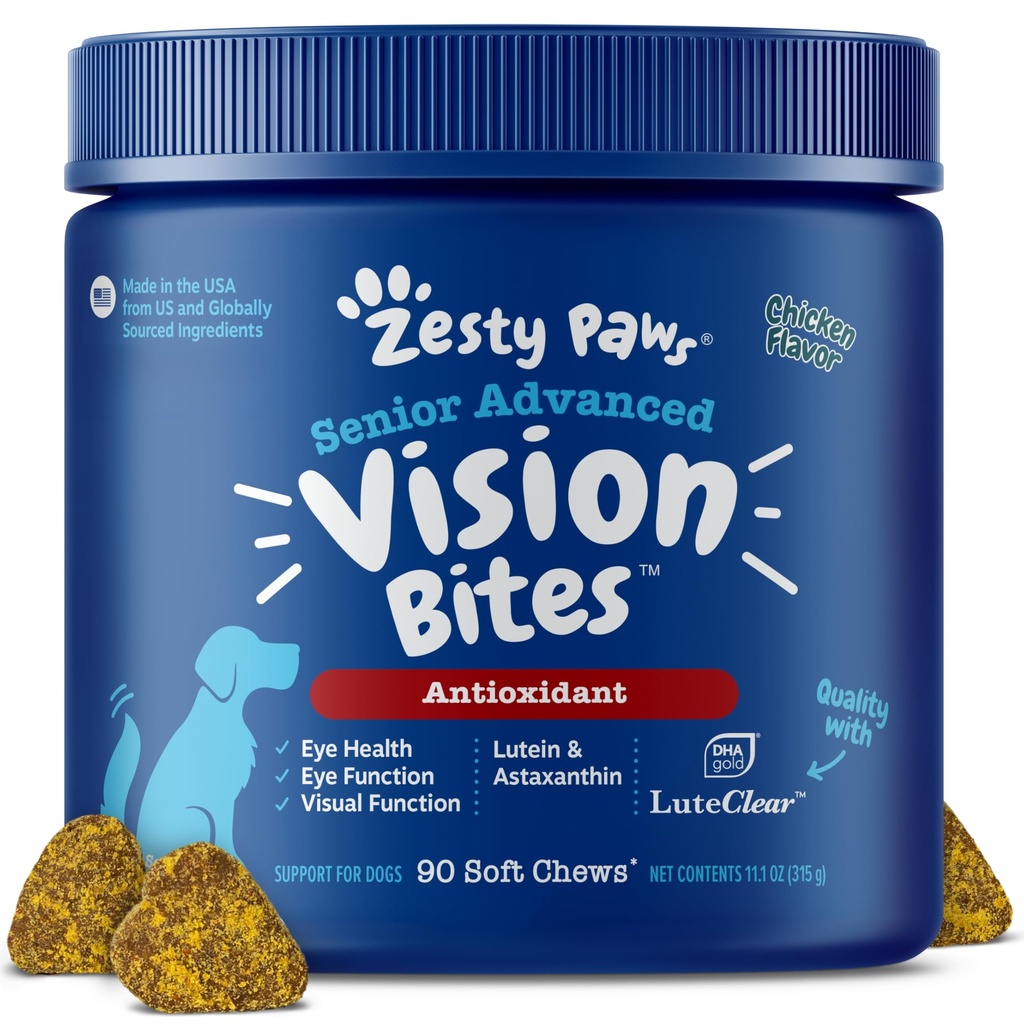 Zesty Käpad Silmalisa koertele - Visioonitugi Antioksüdantidega & Omega 3 Rasvhapped - 90 närimist