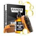 Habe Kit poolt Ranger Grooming Company poolt Leven Rose, 100% orgaaniline looduslik aroom tasuta lõhnastamata habeõli, Boar Bristle Beard Brush, Natural Wood Comb Beard Care Starter komplekt meestele