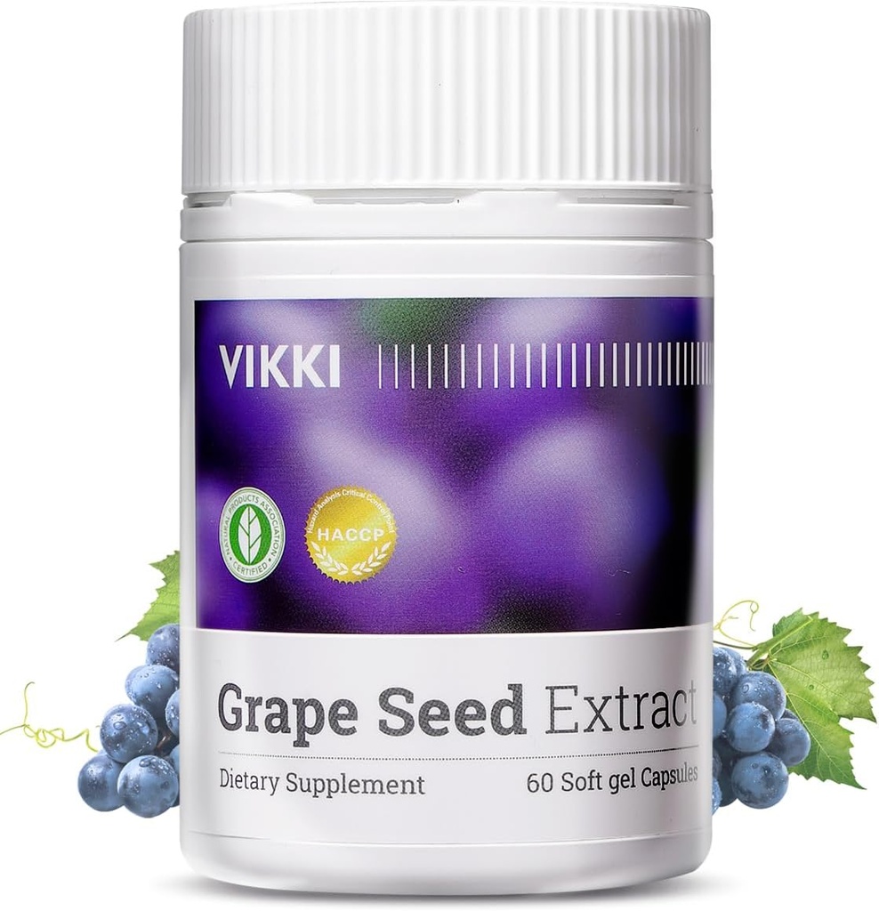 Vikki Viinamarjaseemne ekstrakt Kapslid 38100mg, 60 Count,Maksimaalne tugevus OPC Original Blueberry Esnce