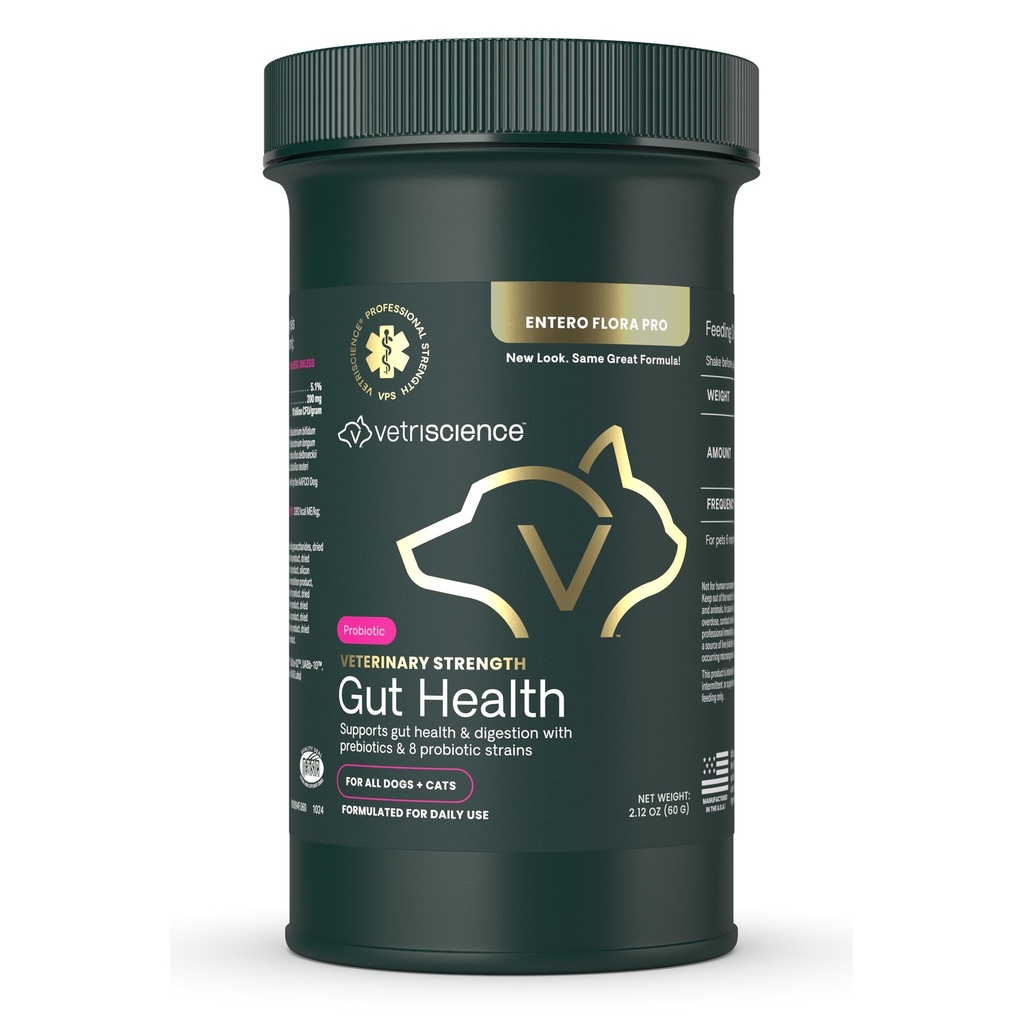 VetriScience Veterinary Strength Gut Health Powder - Soolestiku tervise täiendus lemmikloomadele - Immuunsuse tugi - Lemmikloomade sõbralik probiootiline pulber - Maitsetu ja lõhnatu - 60 serveerimist
