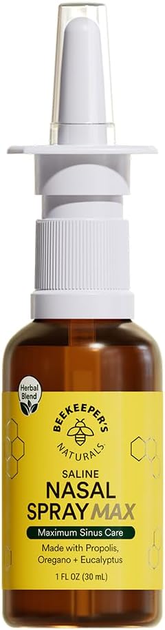 Mesiniku looduslikud Propolis Nasal Rinse Spray Max, Abi täiskasvanutele w / eukalüpt, Oregano & soolane, Puhastab nina ummistusi, niisutab Sinus kanalit & Dekongest Sinus õõnsused, 1 fl oz