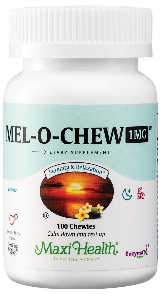 Maxi Tervis Melatoniin 1mg näritav - Uneabi Melatoniin, et julgustada loomulikku und - Mitte-Habit Forming Supplement koos Enzymax kiire toimega tugi Kosher (100 ühikut)
