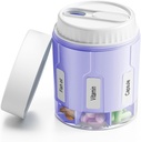 Daviky Pill Pudeli Korraldaja, Täiendus Korraldaja 7 Suurt Komparts, Travel Pill Dispenser Ümar Pill Box Kaks Lids (Purple)