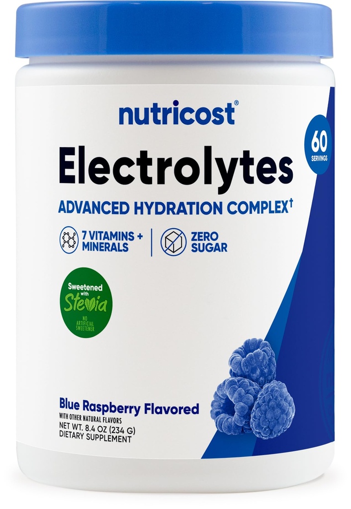 Nutrikost Elektrolüütide Kompleks Pulber (60 Servings, Blue Vaarika) - Hüdraadilisandi Joogi Segu Vitamiinide Ja Mineraalidega