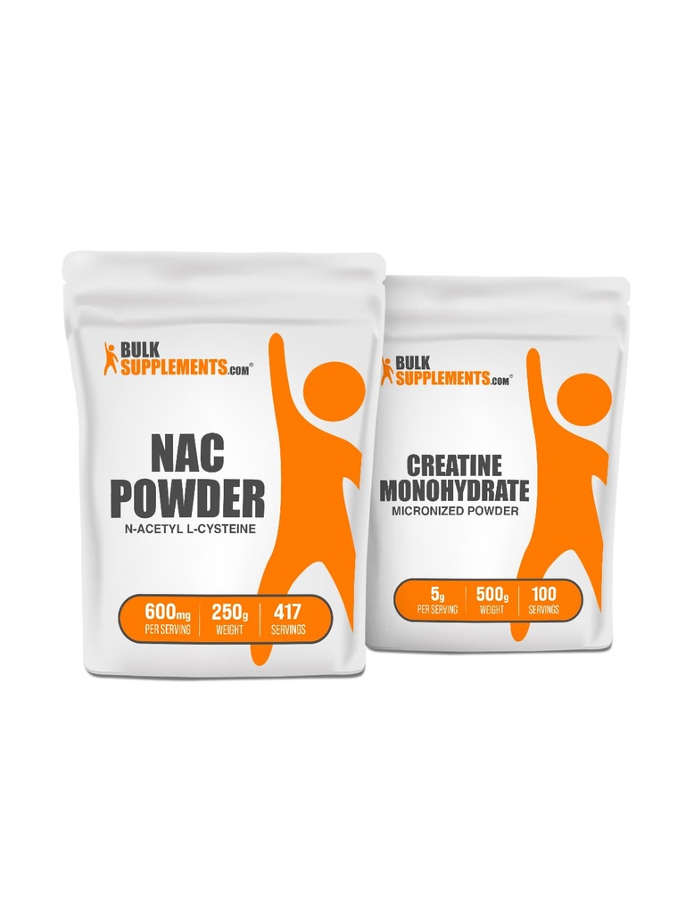 BulkSupplements NAC (N-atsetüül L-tsüsteiin) 250 g + Kreatiin 500 g komplekt