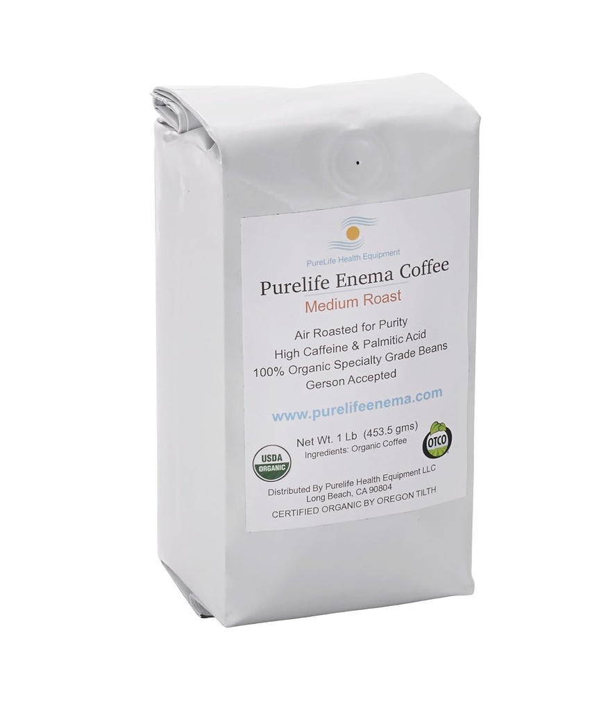 Purelife Organic Enema Coffee - Medium Air Roast - Lab Tested - Hallitus / Mükotoksiinivaba - Gersoni soovitatav - Pre-Ground