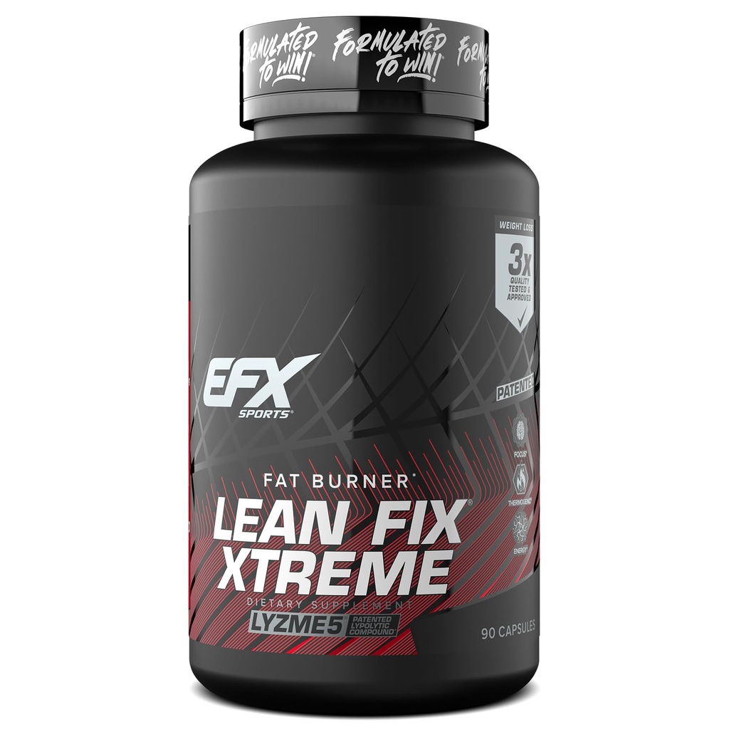 EFX Sports Lean Fix Xtreme | Kaalulangus Supplement | Multi-Patented, Fat Burning Formula | Powered by Lyzme 5 | 30 Servings, 90 kapslit
