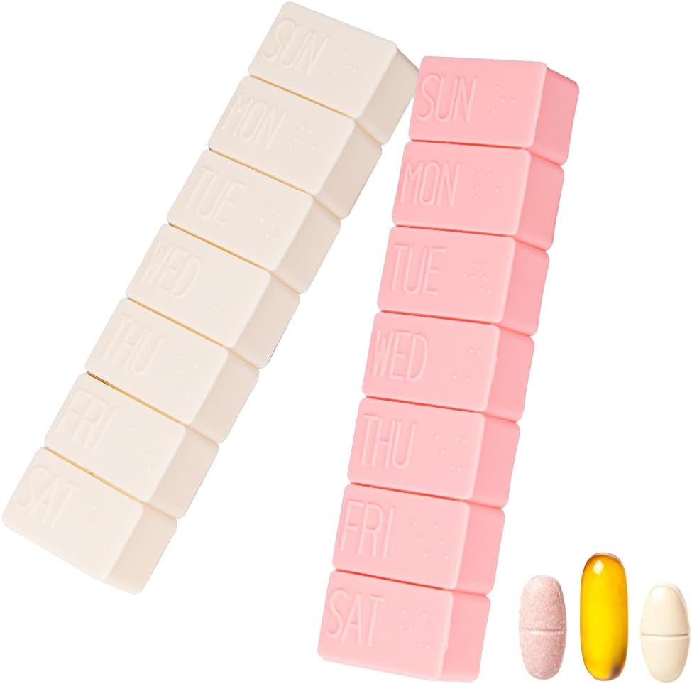 sanderala 2Pack Weekly Pill Korraldaja, ekstra suur 7 päeva Pill Juhtumid Travel Daily Pill Box Fish Oil, Kaltsium tabletid Toidulisandid ja muud vitamiini pillid