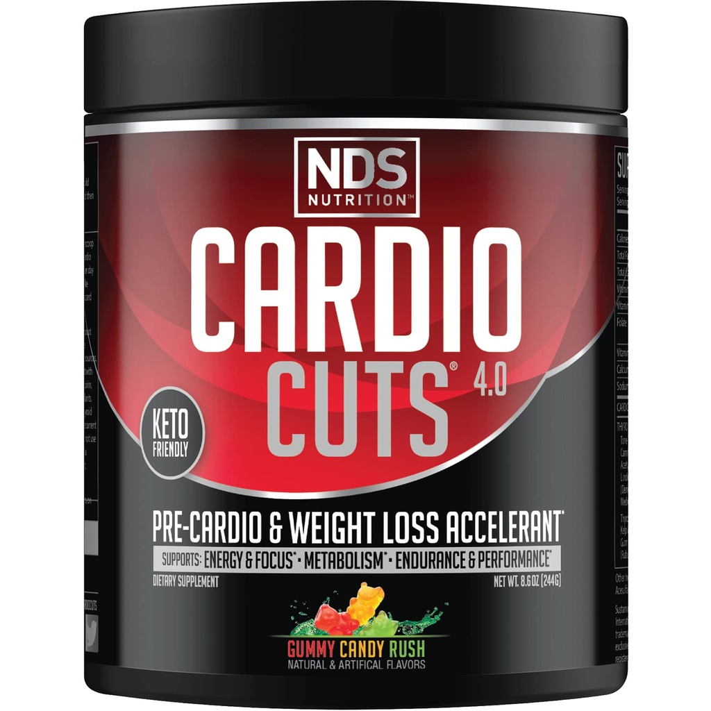NDS Nutrition 4.0 Pre Workout Supplement - Advanced Kaalulangus ja Pre Cardio valem L-karnitiini, CLA, MCT, L-glutamiini ja saflooriõli - Gummy Rush (40 Servings)