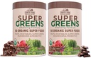 RIIK FARMS Super Greens Chocolate Maitse, 50 Organic Super Foods, USDA orgaanilise joogi segu, puuviljad, köögiviljad, Super Greens, seened ja probiootikumid, toetab energiat, 40 Servings, 10,6 Oz, 2 Pack