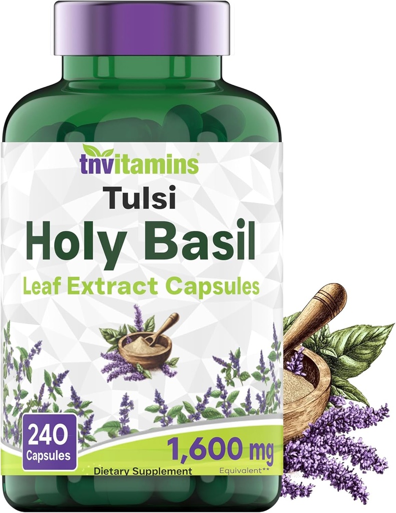 tnvitamins Holy Basil Capsules (1,600 mg Equivalent - 240 Capsules) | 8 Month Supply | AKA Tulsi | May Promote Stress & Frustration Relief* | Adaptogenic, & Ayurvedic Herb