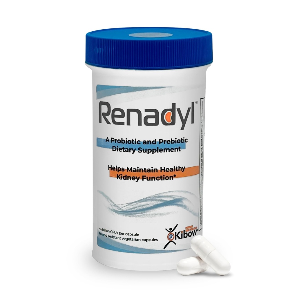 Renadyl Kidney probiootiline täiendus | uurea, kreatiniini ja kusihappe toetus | 45 miljardit CFUd | kliiniliselt testitud, mitte-GMO, & valmistatud USAs, 60 kapslit (1 pudel, 1 kuu pakkumine)