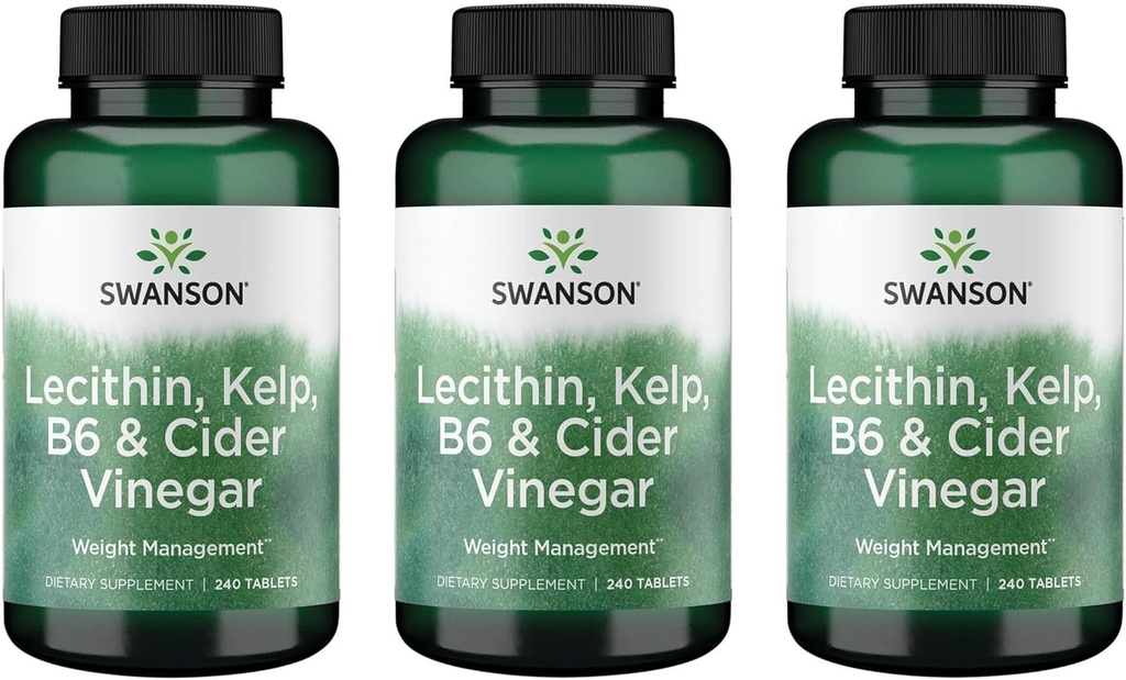 Swanson Lecithin Kelp B-6 & Siider Äädikas 240 Tabs (3 Pack)