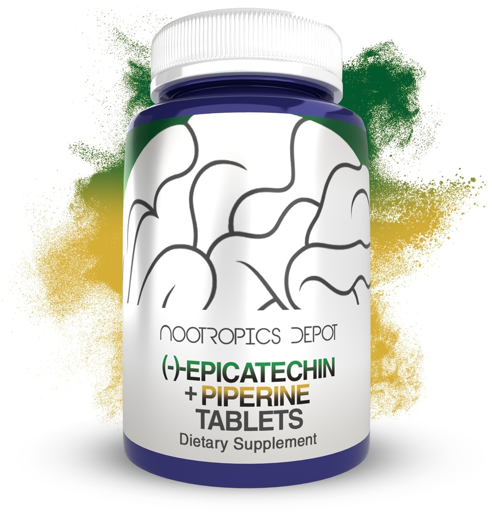 Nootropics Depot Epicatechin tabletid | 200mg (−)−Epicatechin + 6mg Piperine for Bioavailability | Green Tee Extract | Soodustab lihasmassi, südame-veresoonkonna tervist ja energiat | 90 Count