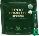 Zena Complete Organic Super Greens Powder & Multivitamiinid, 90+ Supergreens, Puuviljad, Köögiviljad, 0 Suhkur, 5G Fiber, Pre & Probiootikumid, Arbuus Citrus Flavor, 30 Packets