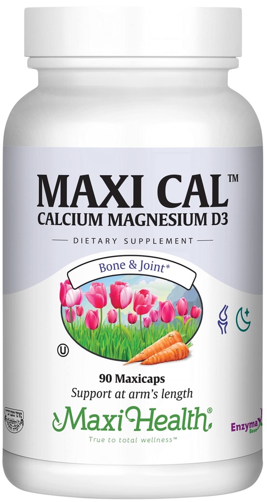 Maxi Health Calcium 1000 mg toidulisand D3-vitamiiniga (1000 RÜ) ja magneesiumiga (500 mg) - luu, hambad ja ühine tugi meestele ja naistele - 90 kapslit