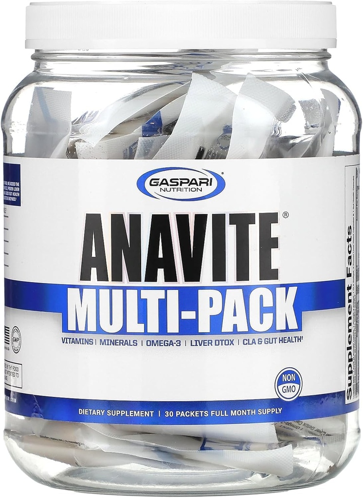 Gaspari Nutrition Anavite, Full Spectrum Multi-Vitamin Packs, Anavite Multivitamiinid, CLA, Omega 3s, Tõestatud Gut, ja tõestatud Maks Detox, All in 1 (30 Servings, 5 in 1 Multivitamiini Pack)