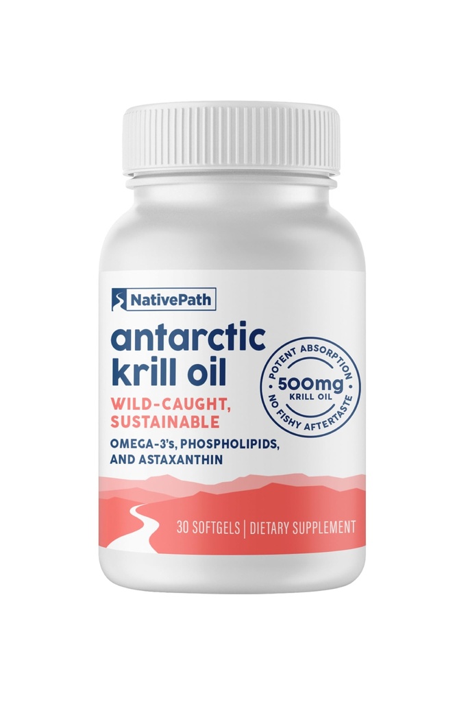 NativePath Wild-Caught Antarktika Krill Oil 500mg - Premium Astaksanthin 200mcg Fosfolipiid-Bound Omega-3 EPA DHA - Pure Formula GMP sertifitseeritud Kolmas osapool Testitud - 30 Softgels