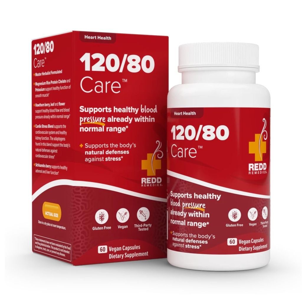 Redd Remedies, 120/80 Care, Heart Health and Natural Blood Pressure Support, 60 Vegan Kapslit