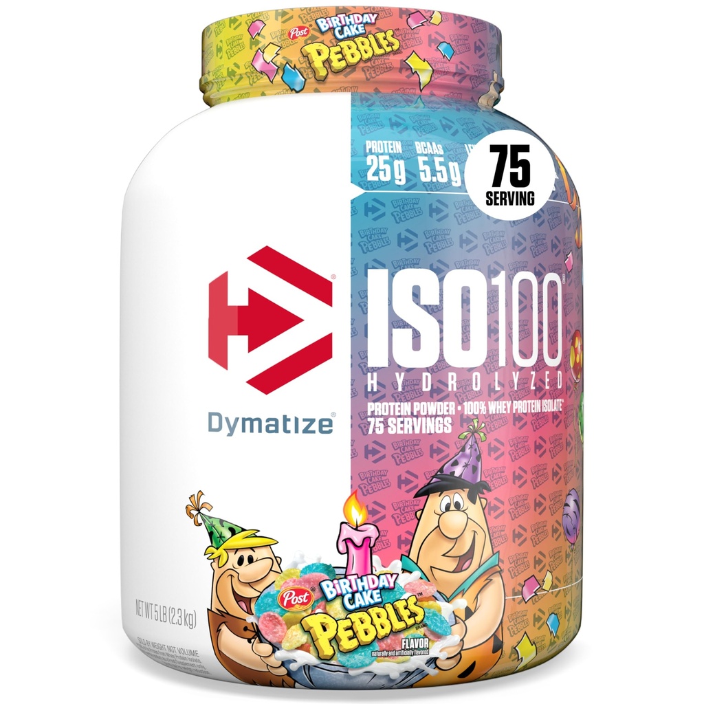 Dümatiseerida ISO100 vadakuvalgu isolaat, sünnipäevakook, 25 g valku, 5 naela, 5,5 g BCAA-sid, vähem kui 120 kalorit, gluteenivaba, 1 g rasva, 1 g suhkrut, 2 g süsivesikut (75 serveerimist)