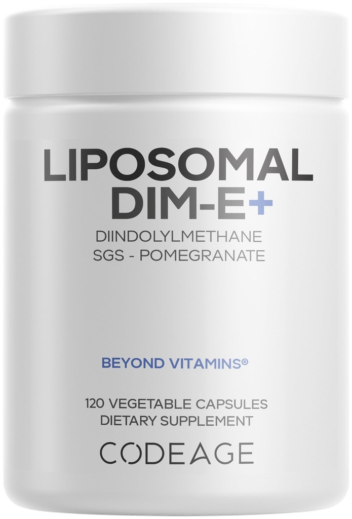 Codeage Liposomal DIM Supplement - 4 kuud tarne DIM vitamiine ja SGS, granaatõuna, brokoli, E-vitamiini isomeerid Tokoferoolid Alpha Beta Gamma delta - Liposomal Formula - Gluteenivaba - 120 kapslit