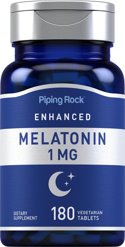 Piping Rock Melatoniin 1 mg | 180 tabletti | Täiendus täiskasvanutele | Taimetoitlane, Gluteenivaba, mitte-GMO