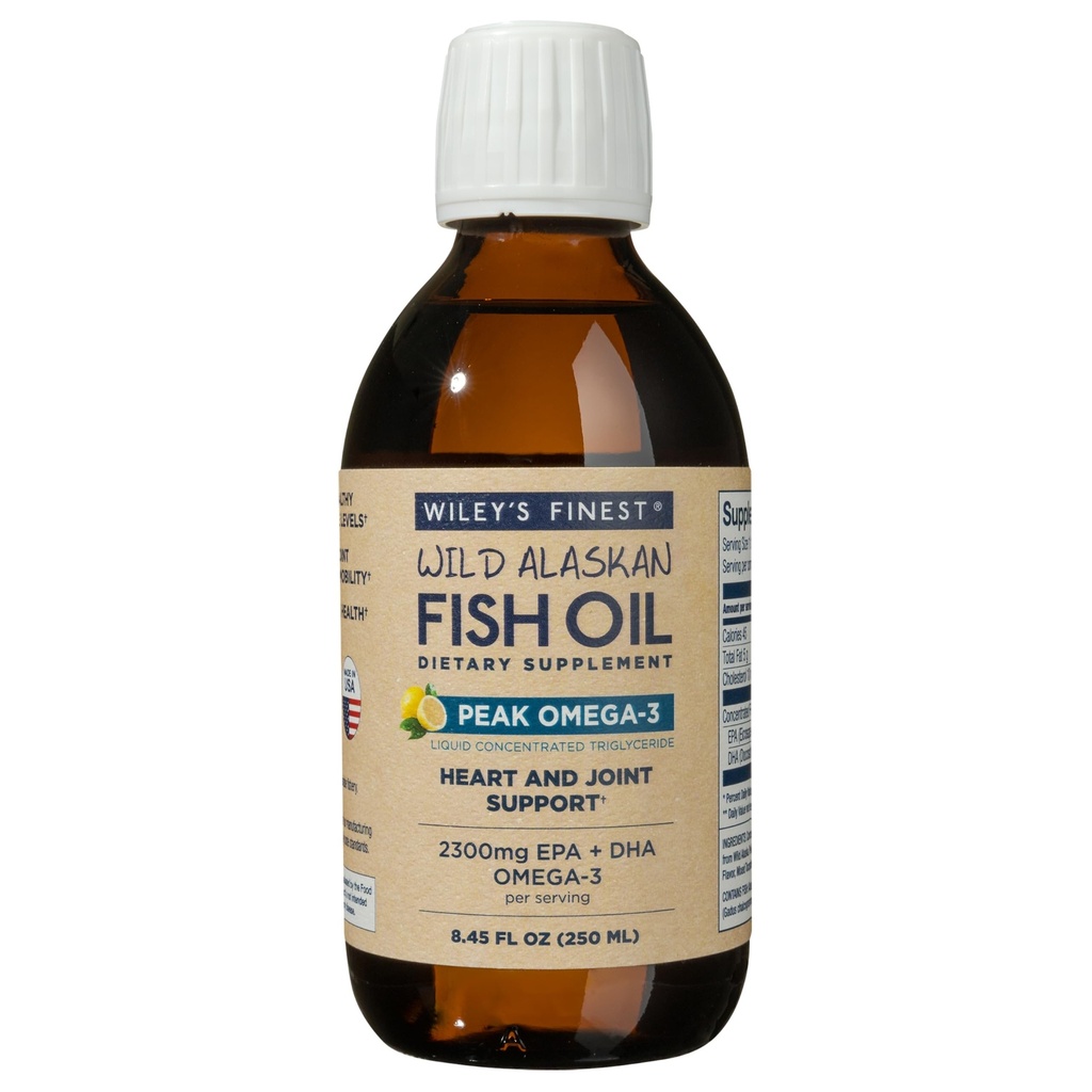 Wiley's Finest Wild Alaskan Fish Oil Peak Omega-3 Vedel täiendus - 2300mg EPA ja DHA Omega-3s - Sidrunimaitse - 8.45 Oz (50 Servings)