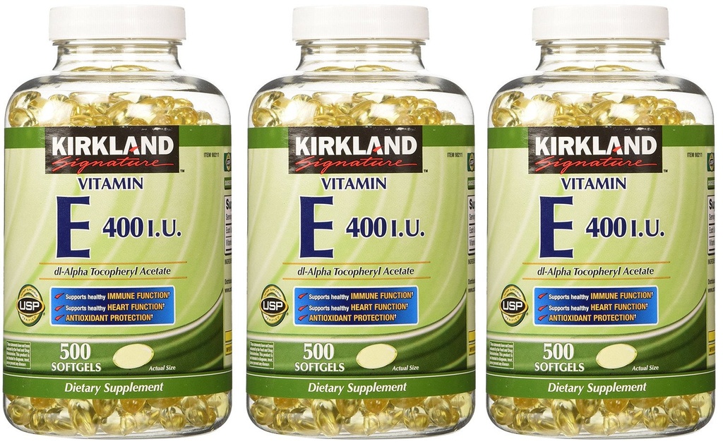 Kirkland Allkiri, Vitamiin E 400 IU 500 Softgels fvKDn (3. pakett)