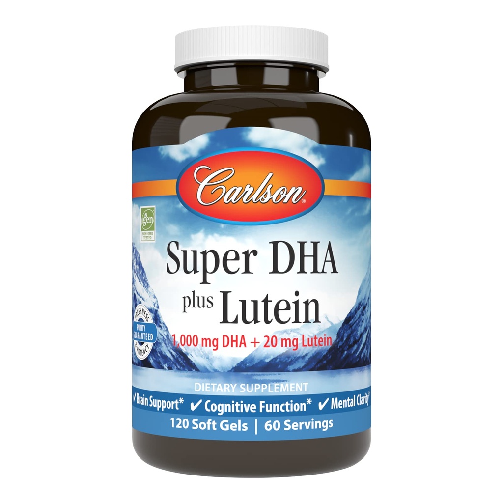 Carlson - Super DHA Plus Lutein , 1000 mg DHA + 20 mg Lutein , 120 Softgels