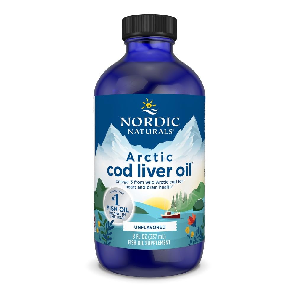 Põhjamaised looduslikud Arktika tursamaksaõli, maitsestamata - 8 oz - 1060 mg kokku Omega-3s EPA & DHA - südame ja aju tervis, tervislik immuunsus, üldine heaolu - mitte-GMO - 48 Servings