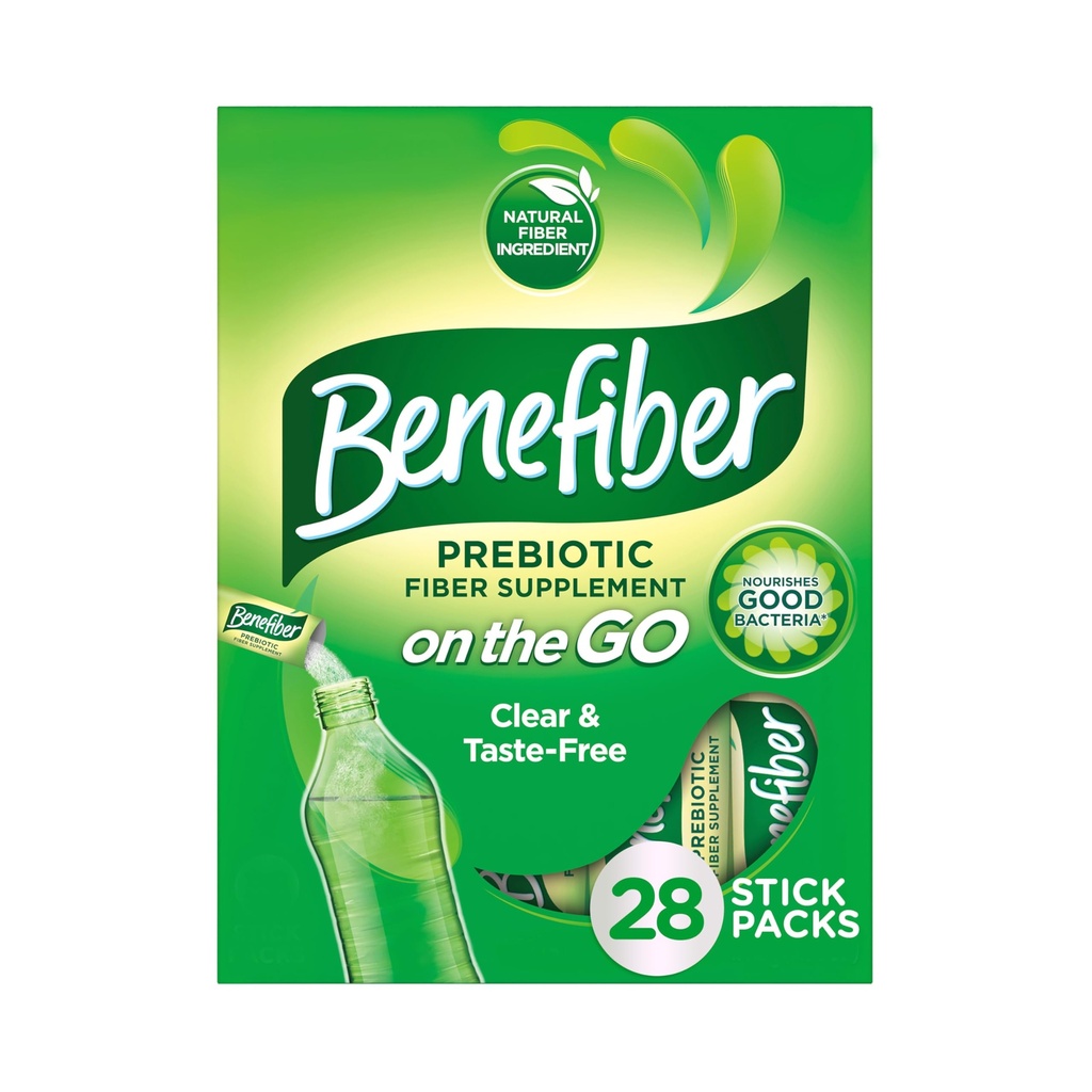 Benefiber On The Go Prebiootilised kiudainelisandi pulber seedetrakti tervise jaoks, igapäevane kiudaine pulber, maitsestamata pulberpulgapakendid - 28 pulka (3,92 Ounces)