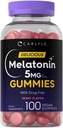 Carlyle Melatoniin 5mg Gummies | 100 Count | Berry Flavor | 100% Drug Free | Non-GMO, Gluteenivaba toidulisand