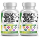 Puhas Nutraceuticals Oregano õli küüslauk ekstrakt Olive Leaf Black Seed Oil - Immuunsüsteemi toetamine ja seedetrakti tervise täiendus D3-vitamiini ja tsink - 2Pack