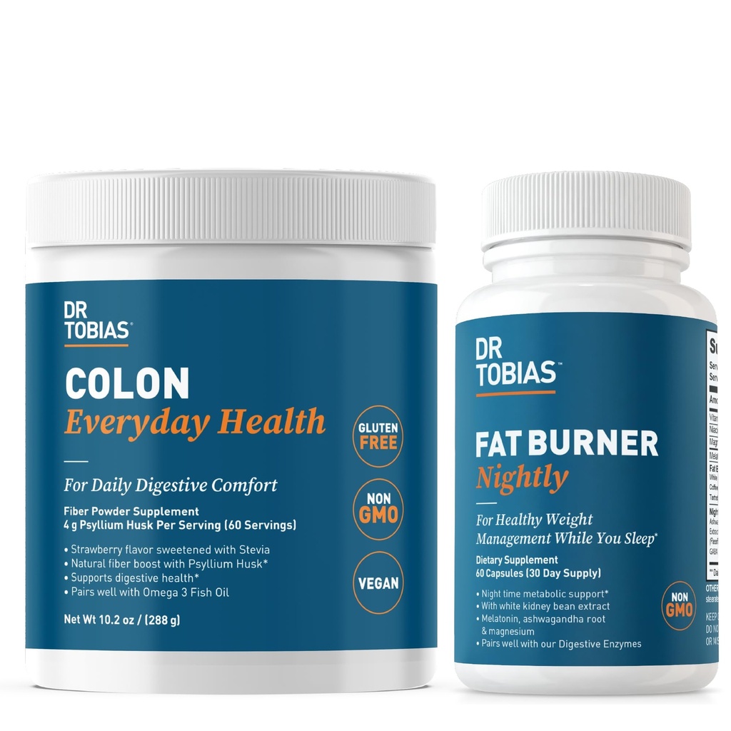 Dr Tobias Colon Everyday Health and Fat Burner Nightly, Daily Digestive & Night Time Metabolic Support, Curb Cravings, Boost Energy & Soolestiku Tervis, Non-GMO