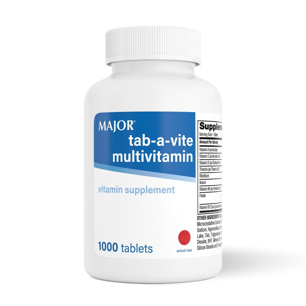 MAJOR Tab-A-Vite Multivitamiini tabletid - Gluteenivaba multivitamiin täiskasvanutele, toetab üldist tervist, Multimineral Supplement, 1000 Count
