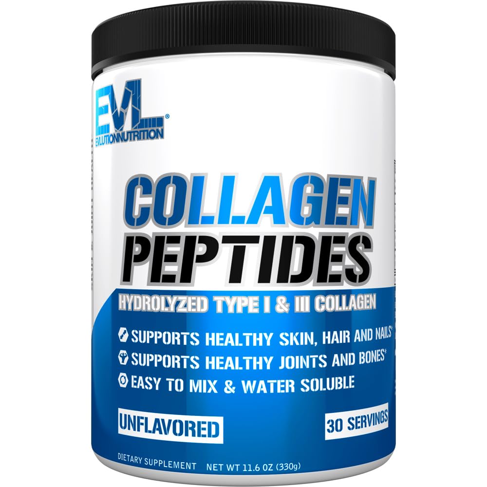 Evlution Nutrition Collagen Peptides pulber, Premium hüdrolüüsitud kollageen, et toetada tervislikku nahka, juukseid, luud, liigesed, küüned ja rohkem (30 serveerimist)
