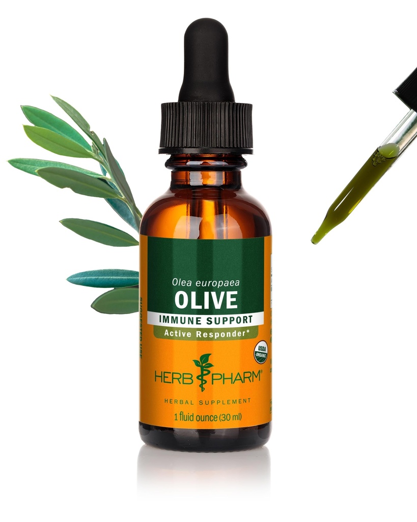 Herb Pharm Certified Organic Olive Leaf Vedel Ekstraheerimistilgad immuunsüsteemi toetuseks, 1 Oz