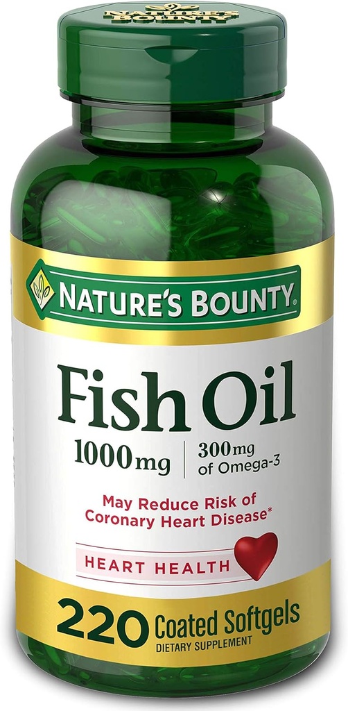 Nature's Bounty Fish Oil 1000 mg kaetud softgels, 220 Count