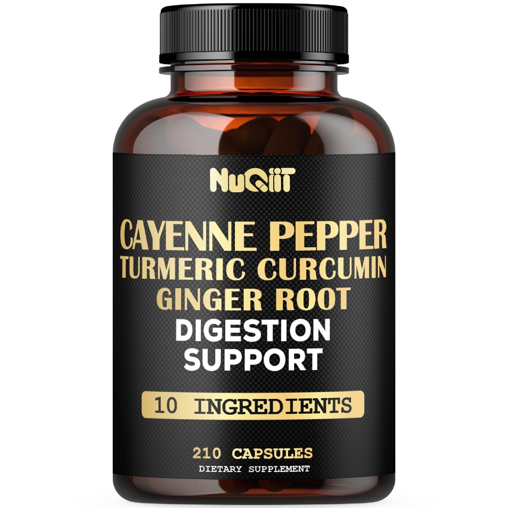 Cayenne Pepper Supplement kurkumiini juur, ingveri juur, Ceyloni kaneeli koor & More - Immuunsüsteem, ühine tervise ja seedetrakti tervise tugi - 210 kapslit