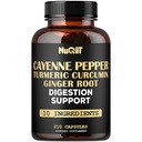 Cayenne Pepper Supplement kurkumiini juur, ingveri juur, Ceyloni kaneeli koor & More - Immuunsüsteem, ühine tervise ja seedetrakti tervise tugi - 210 kapslit
