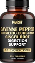 Cayenne Pepper Supplement kurkumiini juur, ingveri juur, Ceyloni kaneeli koor & More - Immuunsüsteem, ühine tervise ja seedetrakti tervise tugi - 210 kapslit
