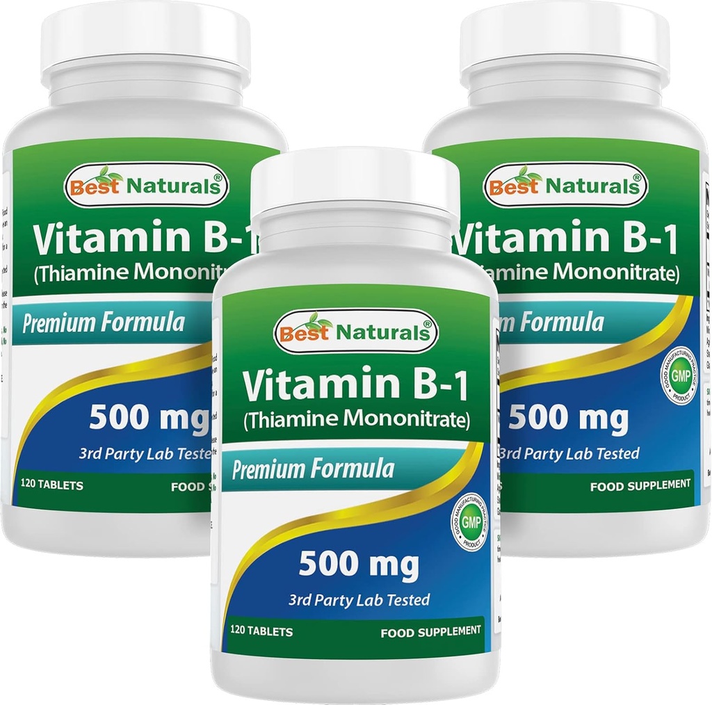 Parimad looduslikud B1-vitamiin kui tiamiinmononitraat 500 mg 120 tabletti (120 loendit (3 pakendit))