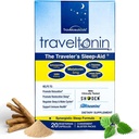 Travel Sleep Aid | Get Jet Lag Relief, Restorative Sleep, Immune Support | Flight, Hotel Essential | 5-in-1 Formula w/Melatonin, Ashwagandha, L-Theanine, GABA, Lemon Balm | 20 kapslit | Blister Packs