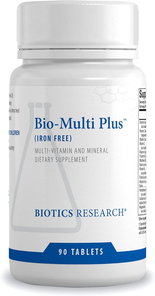 Biotics Research Bio Multi Plus rauavaba multivitamiin, kelaatsed mineraalid, rauavabad, emulgeeritud rasva lahustuvad vitamiinid, kõrged antioksüdandid, SOD, katalaas 90 tabletti