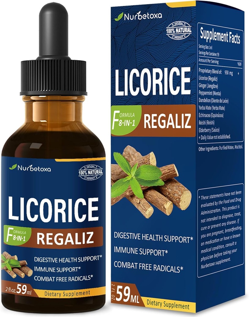 Lagritsa juure ekstrakti tilgad seedetrakti tervise, looduslike taimsete puhitusabi ja immuunsüsteemi tugi Vedelik tinktuur täiendada Dandelion, piparmünt, Ginger. extrato de Regaliz. 2oz