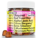 Red Pärmi riis Alpha Lipoic Acid Ubiquinol CoQ10 Citrus Bergamot beeta-Sitosterol Chromium Pikolinaat Suhkru-Vähem Gummies w Lion's Mane Turkey Sail Reishi Cordyceps Chaga, Pills Capsules Supplement Alt